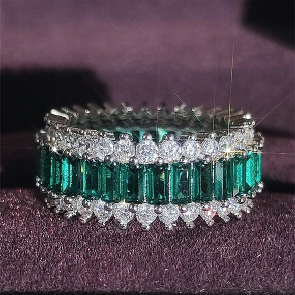 Jewelry - NEW ETERNITY BAND S925 STERLING SILVER DIAMOND RING, BEAUTIFUL RING, SHINY RING.
